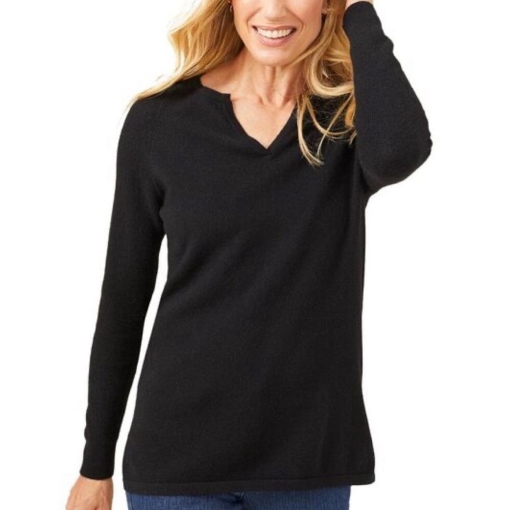 J McLaughlin 100% Cashmere Long Sleeve Black Knit Sweater Women's